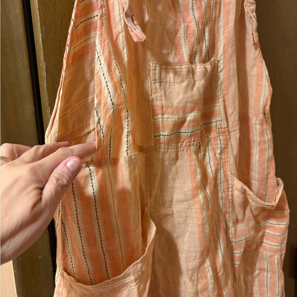 Flax orange stripe linen midi dress - Picture 4 of 5